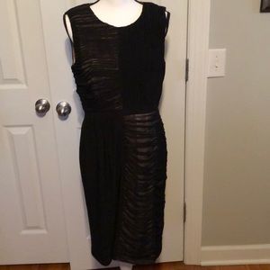 Ladies Adrianna Papell Black/Tan EUC Party Dress